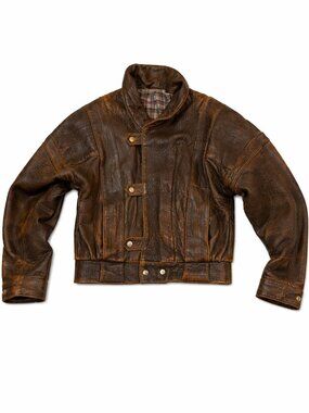 Vintage Serge Hewet Leather military inspired  Pilot aviator Bomber Jacket M - L